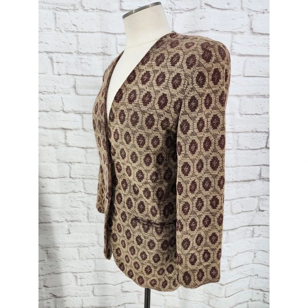 Vintage‎ Tapestry Jacket Blazer Size 4P Aztec Southwest Artsy Career Wool Blend